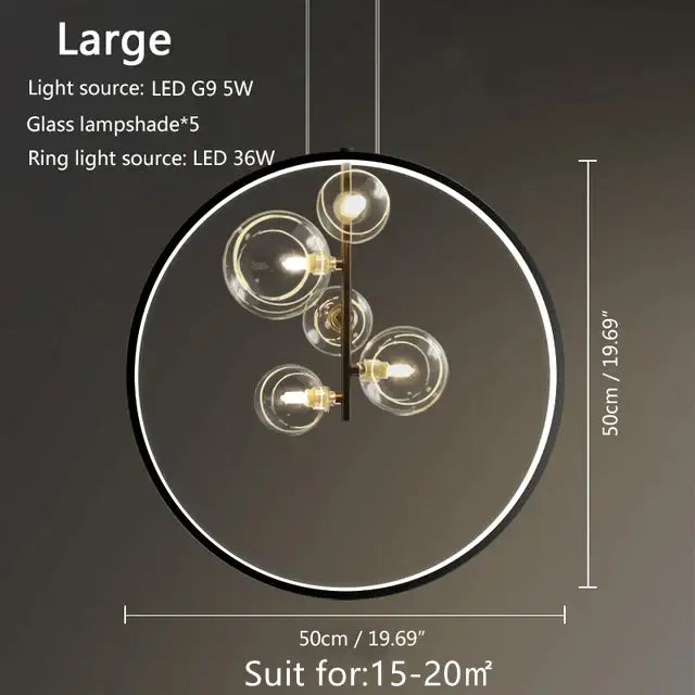 Black Glass Bubble Chandelier with Adjustable Height