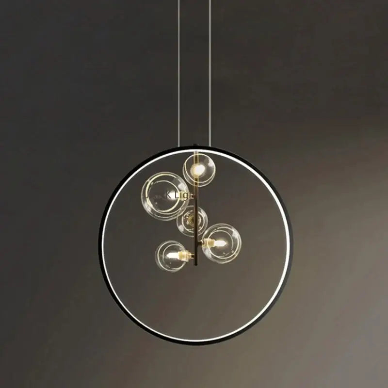 Black Glass Bubble Chandelier with Adjustable Height