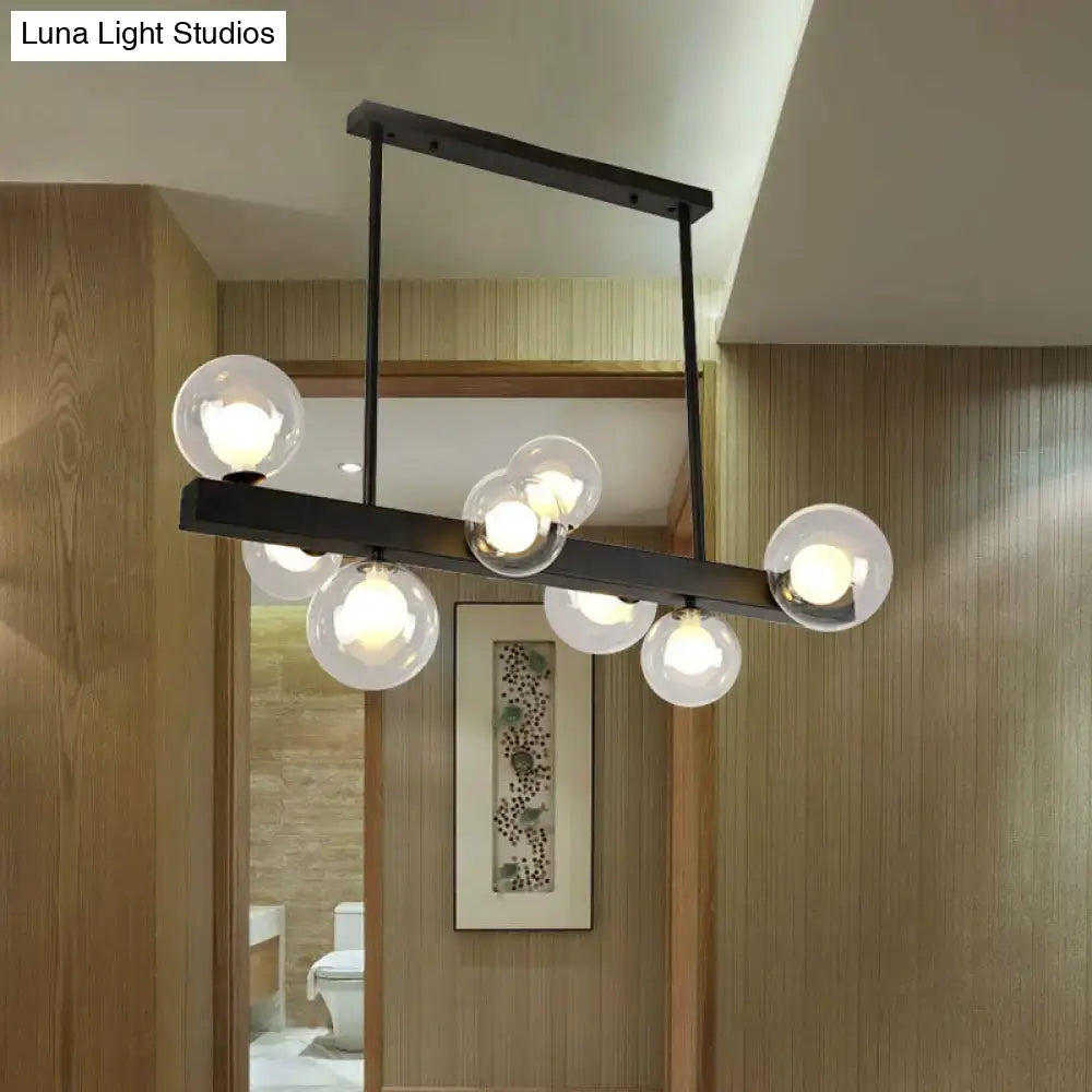 Gold Linear Glass Orb Eight-Light Pendant