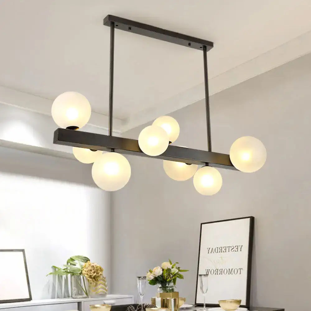 Gold Linear Glass Orb Eight-Light Pendant