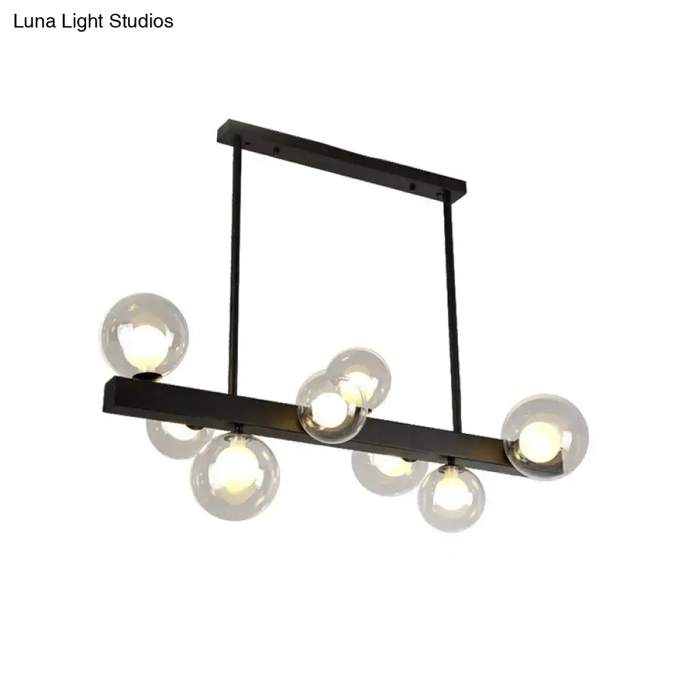 Gold Linear Glass Orb Eight-Light Pendant