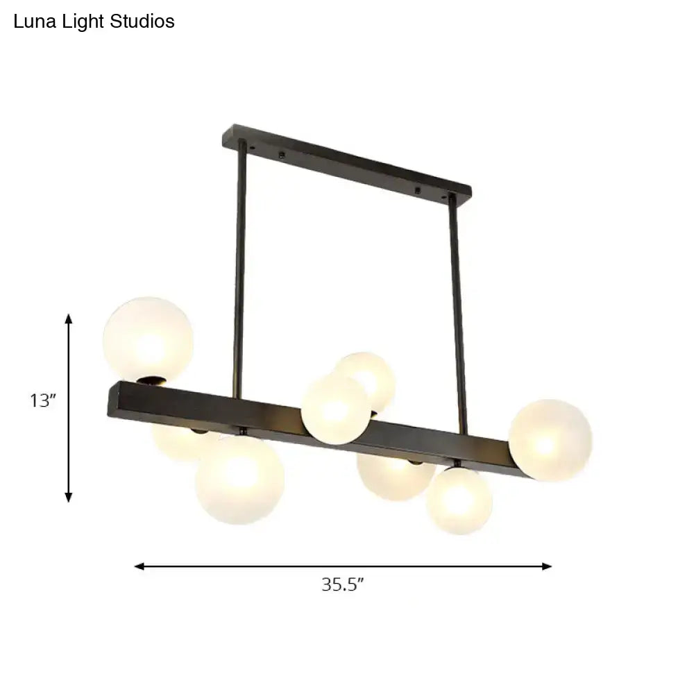 Gold Linear Glass Orb Eight-Light Pendant