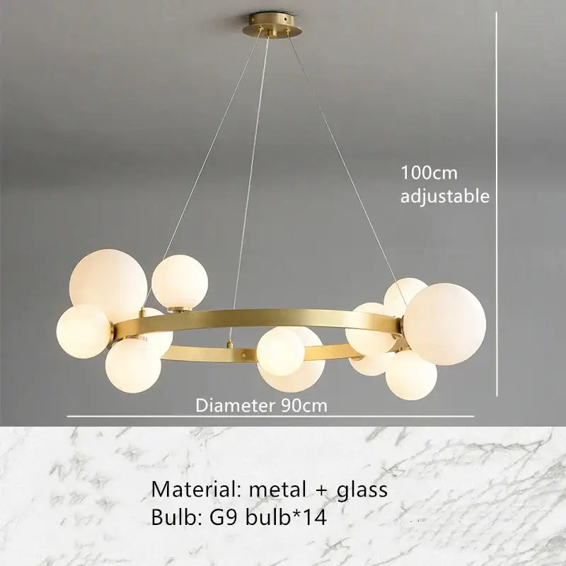 Black Glass Bubble Pendant with Nine LED Bulbs