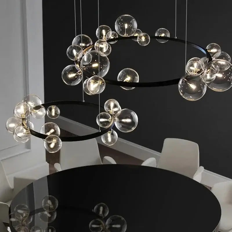 Black Glass Ring Chandelier