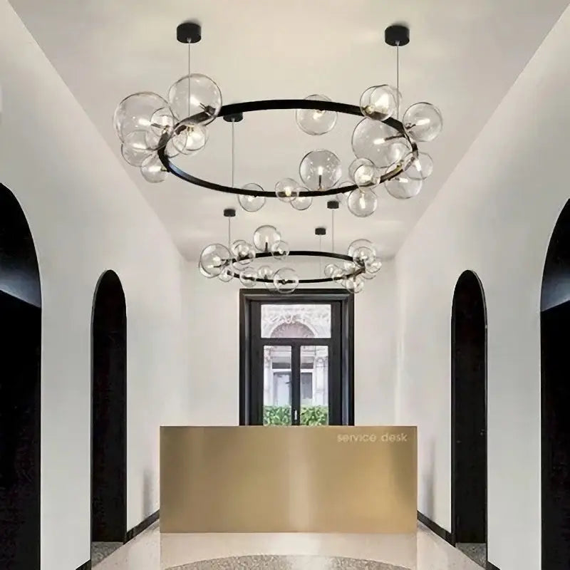 Black Glass Ring Chandelier