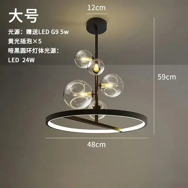 Black Glass Ring Chandelier