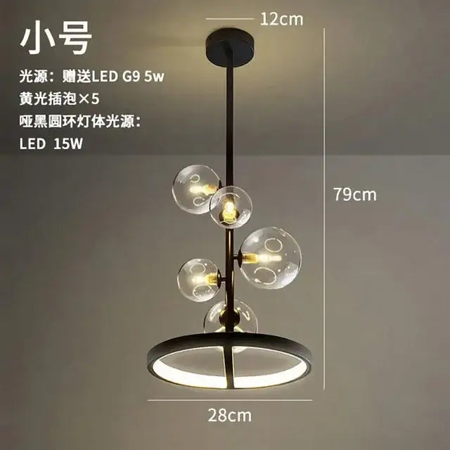 Black Glass Ring Chandelier