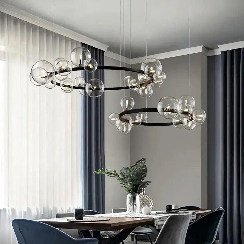 Black Glass Ring Chandelier