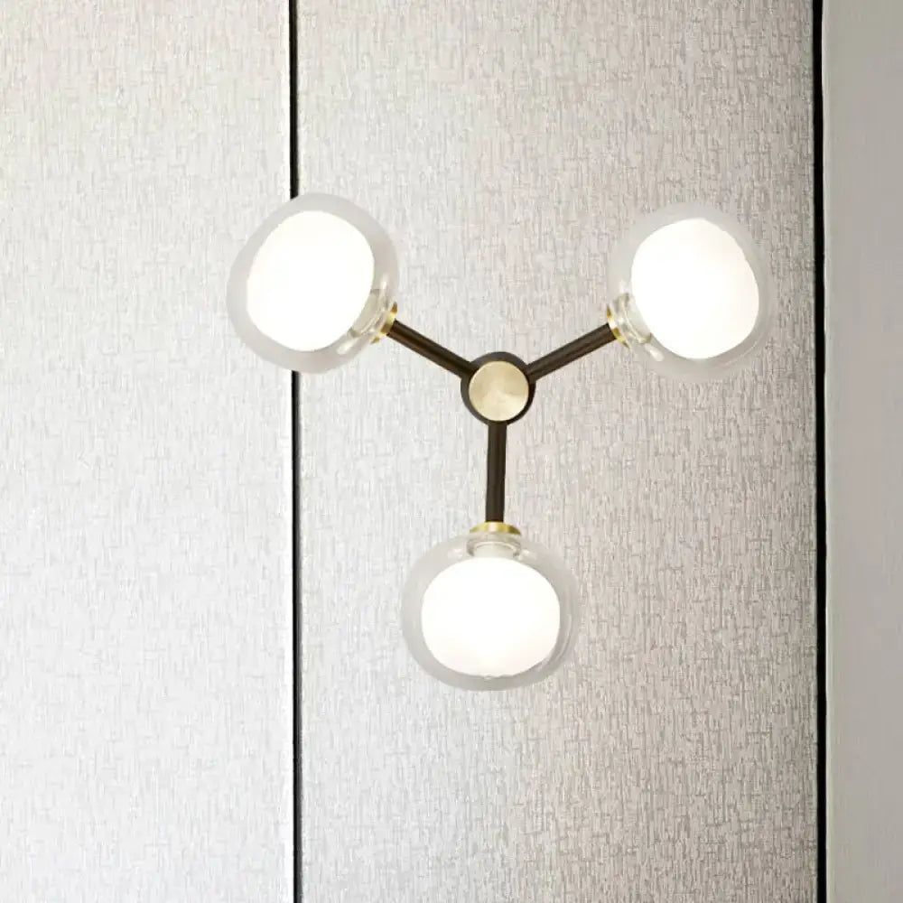 Black Gold 3-Shade Wall Lamp