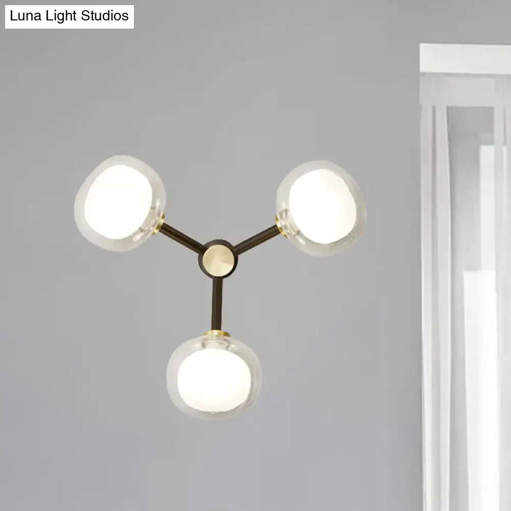 Black Gold 3-Shade Wall Lamp
