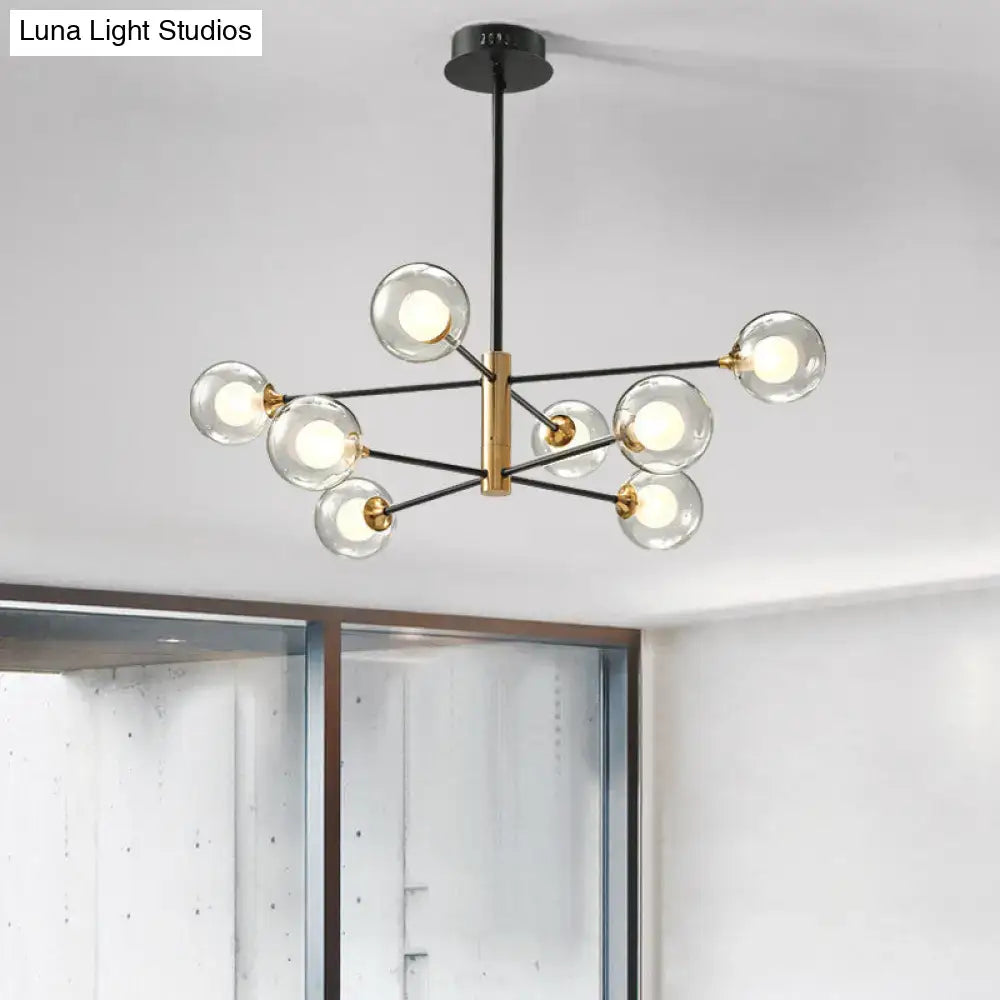 Black Glass Sputnik Eight-Arm Chandelier