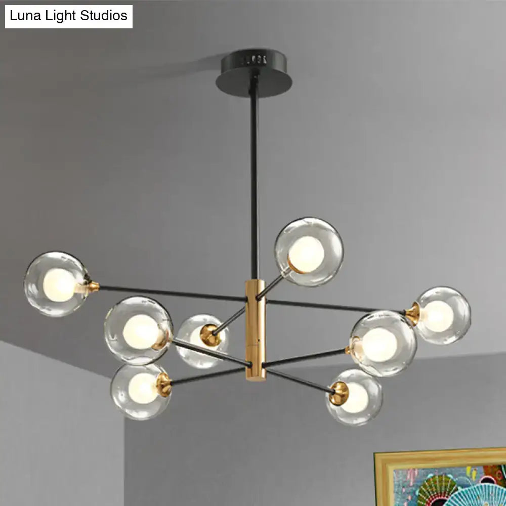 Black Glass Sputnik Eight-Arm Chandelier
