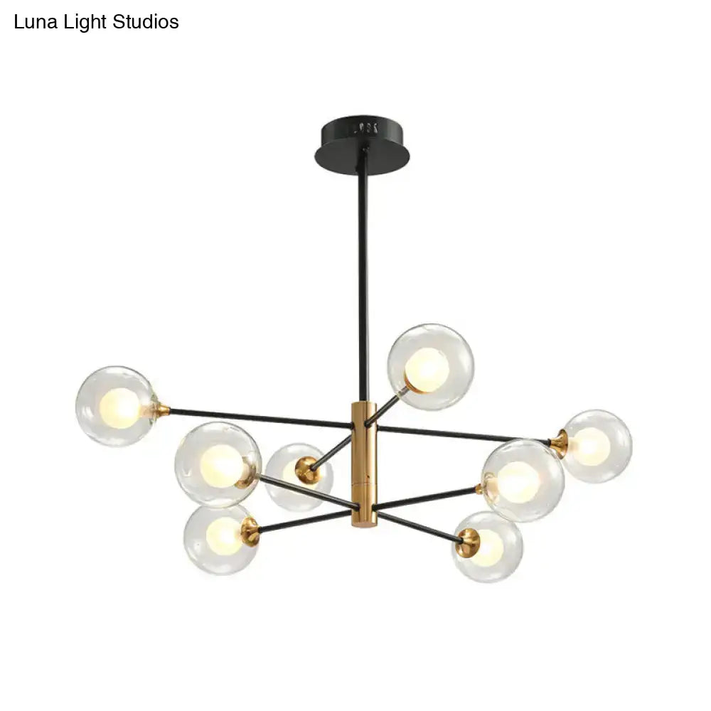 Black Glass Sputnik Eight-Arm Chandelier