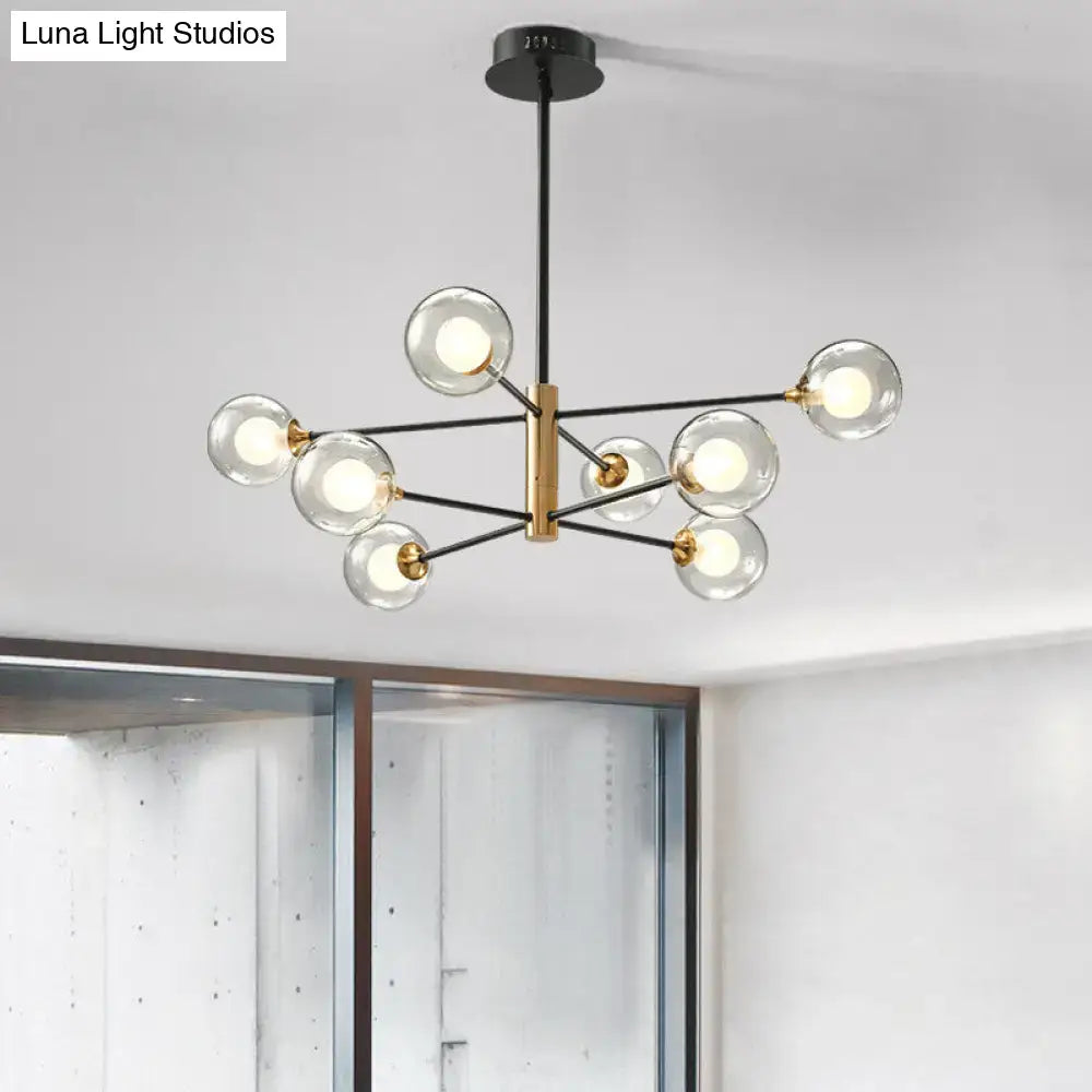 Black Glass Sputnik Eight-Arm Chandelier