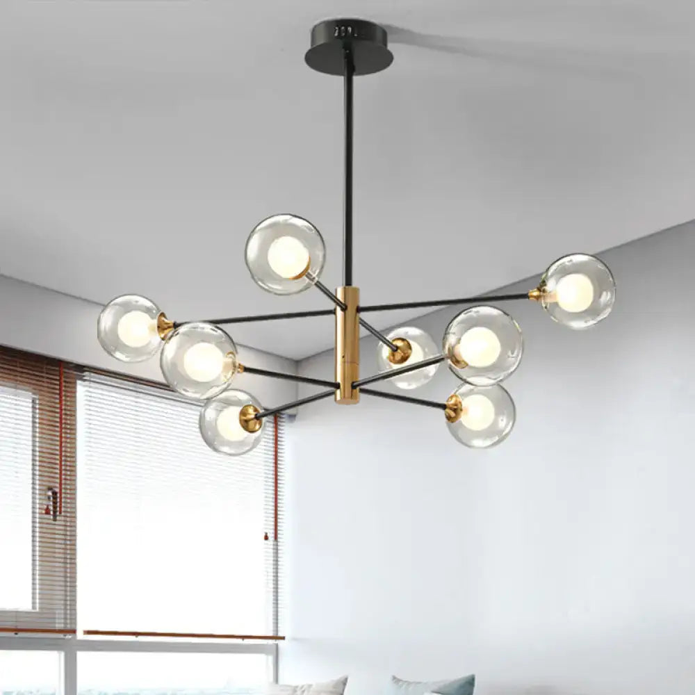 Black Glass Sputnik Eight-Arm Chandelier