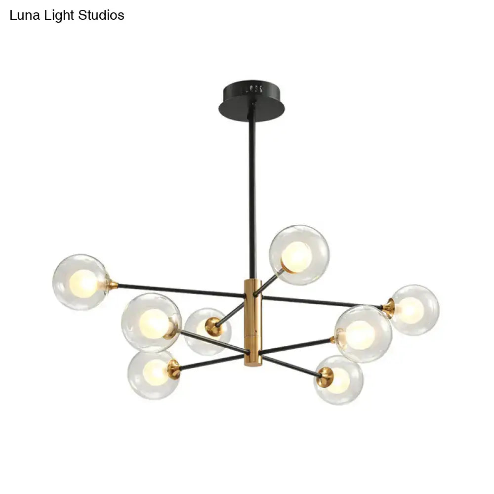 Black Glass Sputnik Eight-Arm Chandelier