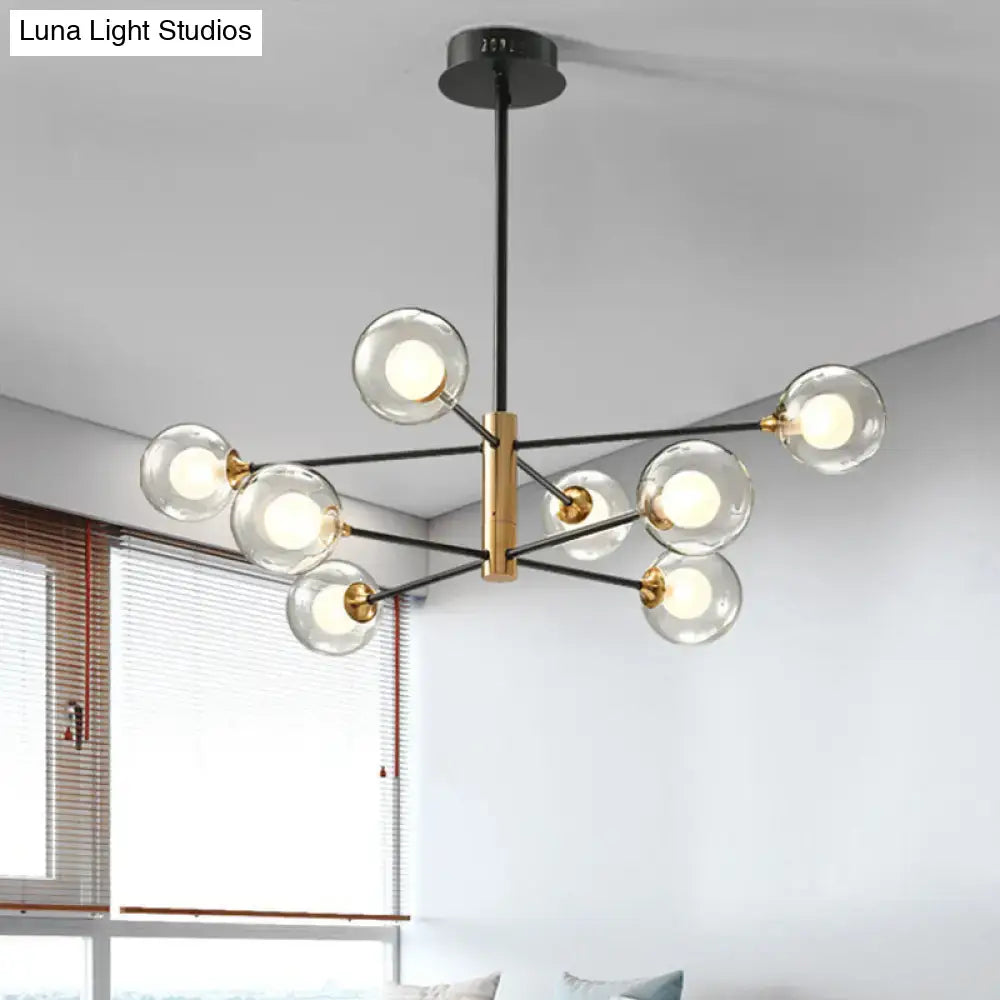 Black Glass Sputnik Eight-Arm Chandelier