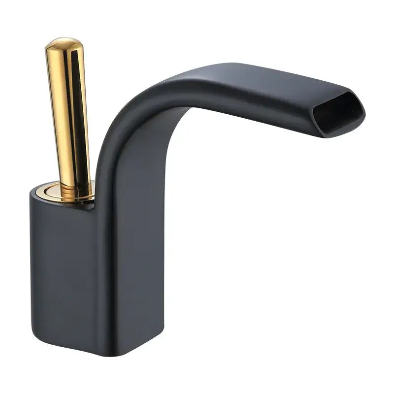 Black Brass Waterfall Faucet Chrome Deck-Mounted