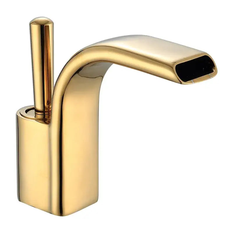Black Brass Waterfall Faucet Chrome Deck-Mounted