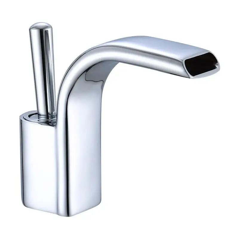 Black Brass Waterfall Faucet Chrome Deck-Mounted