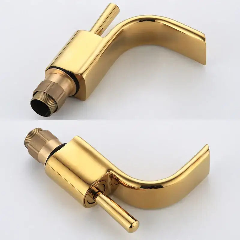 Black Brass Waterfall Faucet Chrome Deck-Mounted