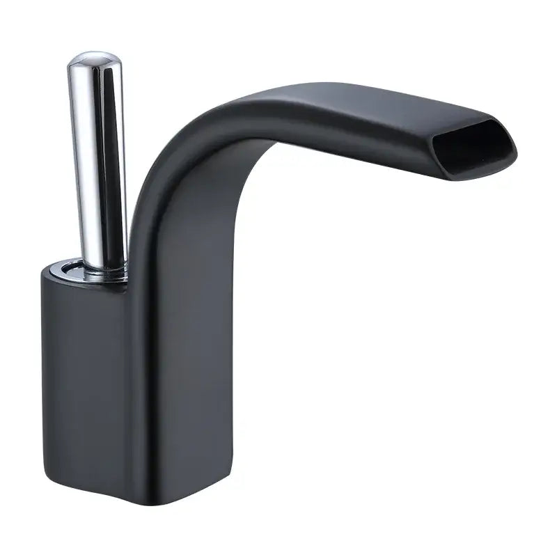 Black Brass Waterfall Faucet Chrome Deck-Mounted
