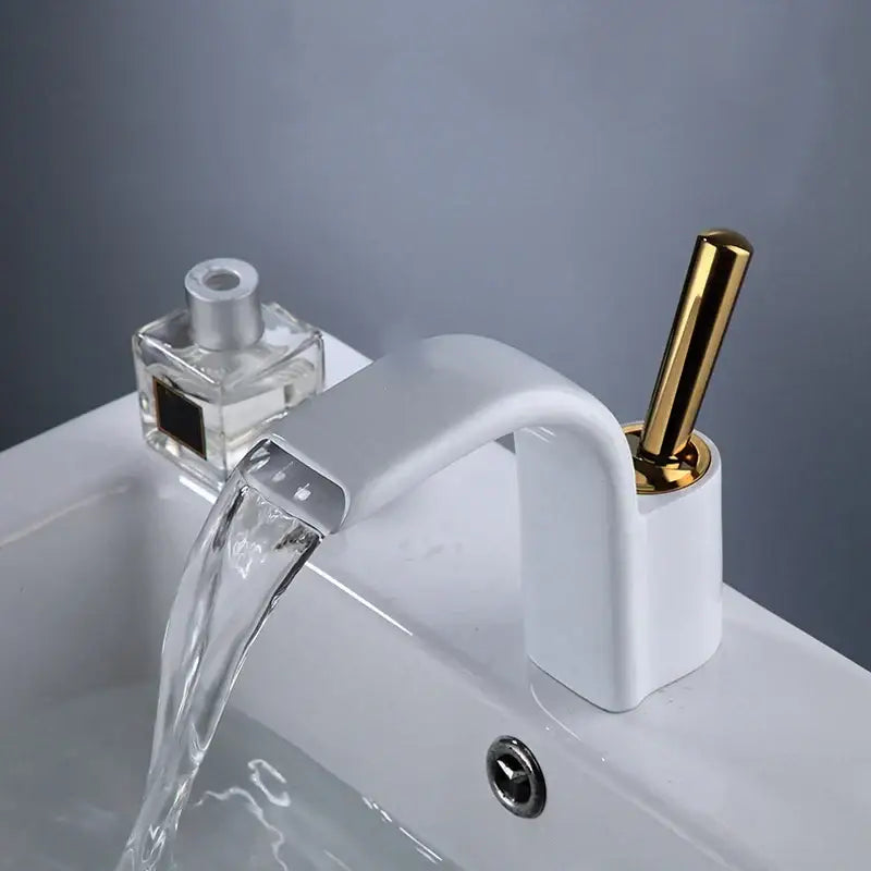 Black Brass Waterfall Faucet Chrome Deck-Mounted