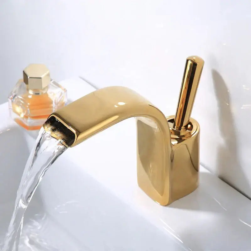 Black Brass Waterfall Faucet Chrome Deck-Mounted
