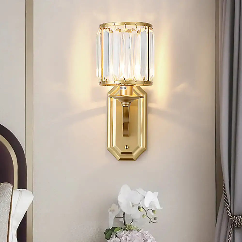 Black Gold Crystal Sconce Clear Shade Glow