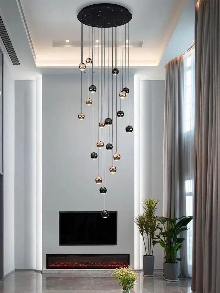 Black Gold Crystal Pendant with Dimmable Light