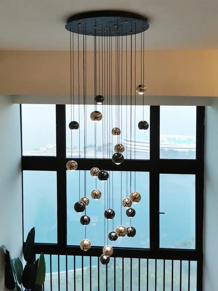 Black Gold Crystal Pendant with Dimmable Light