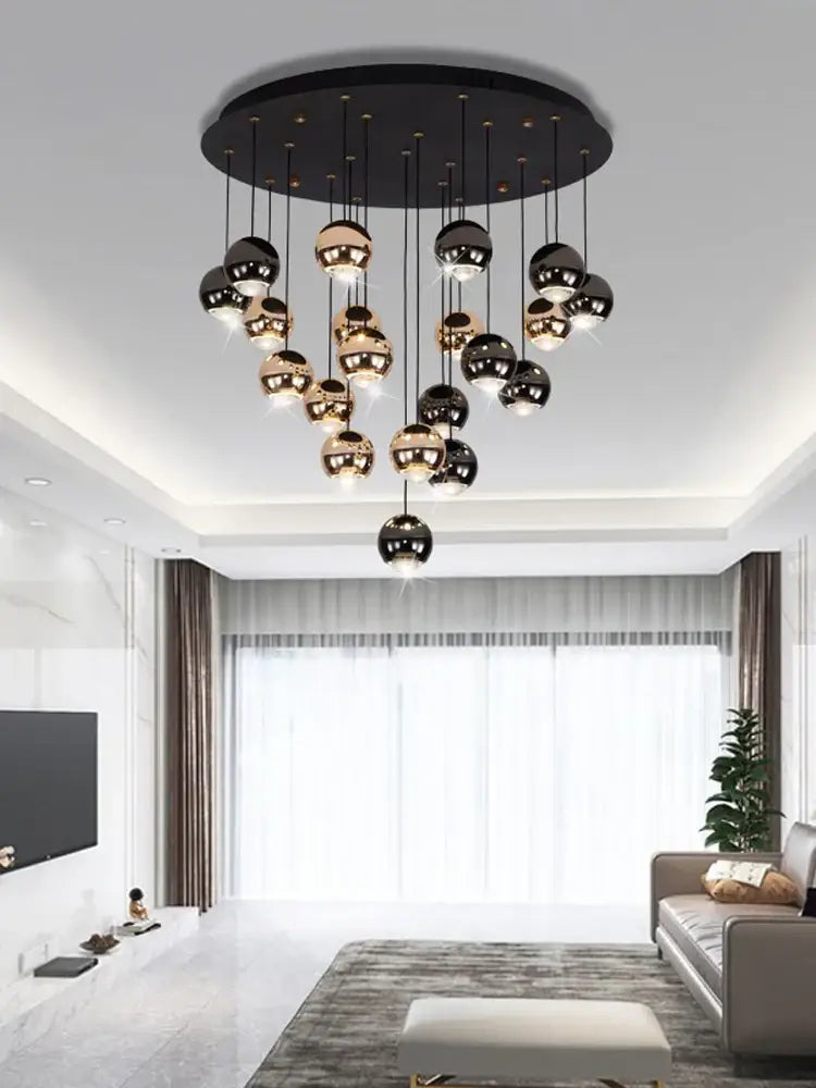 Black Gold Crystal Pendant with Dimmable Light