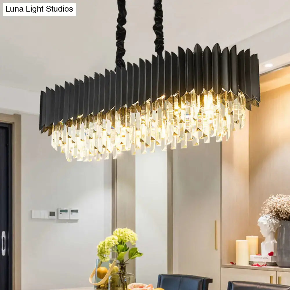 Black Gold Crystal Rectangular Chandelier