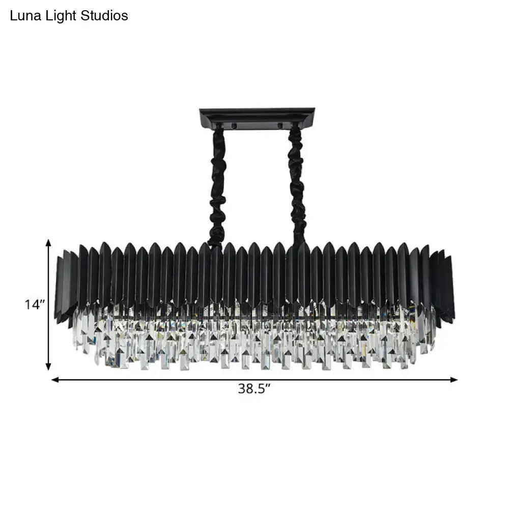 Black Gold Crystal Rectangular Chandelier