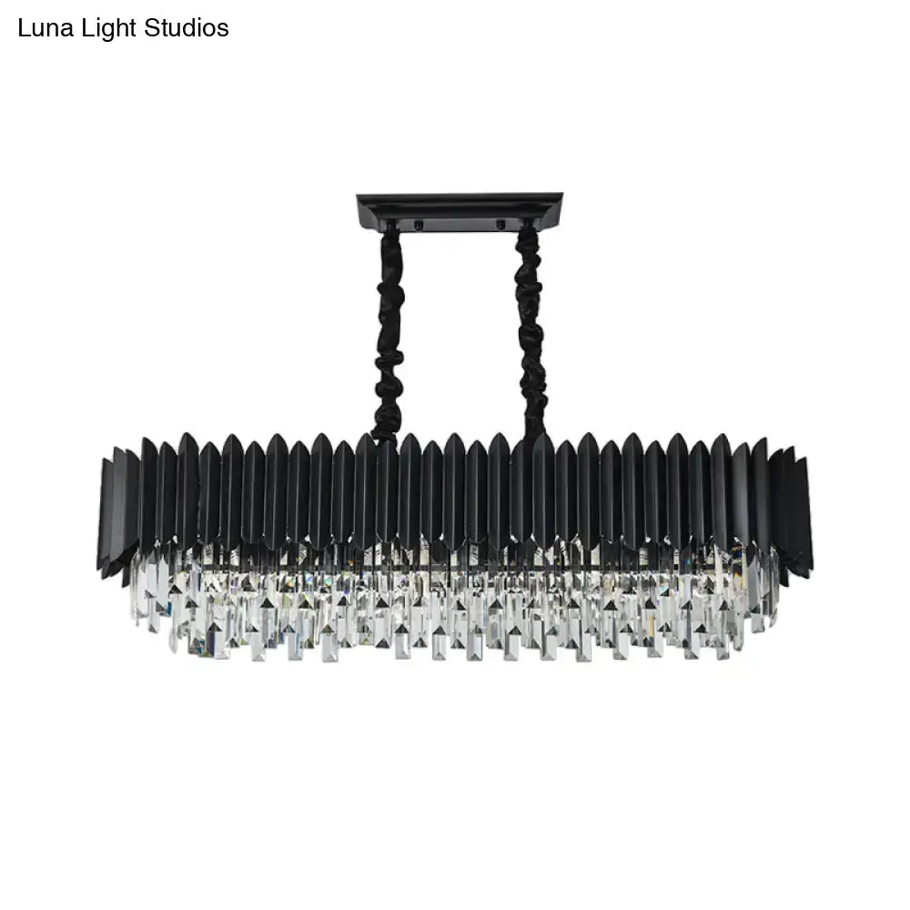 Black Gold Crystal Rectangular Chandelier