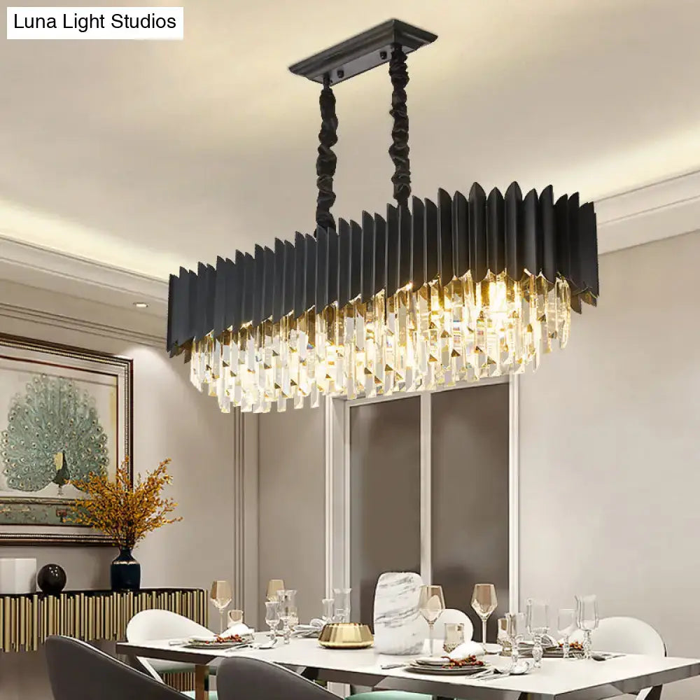 Black Gold Crystal Rectangular Chandelier