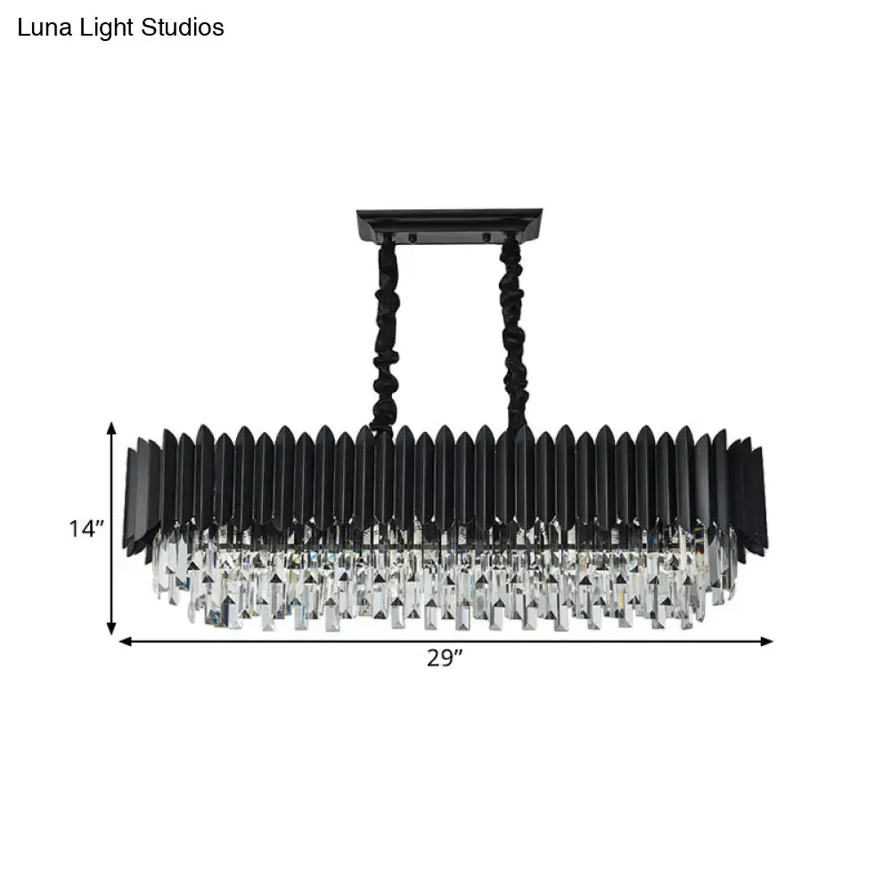 Black Gold Crystal Rectangular Chandelier