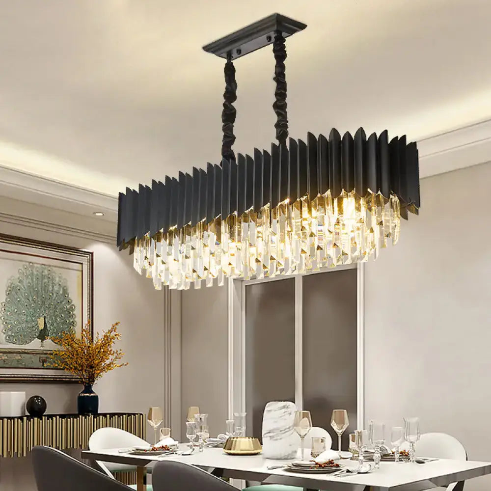 Black Gold Crystal Rectangular Chandelier