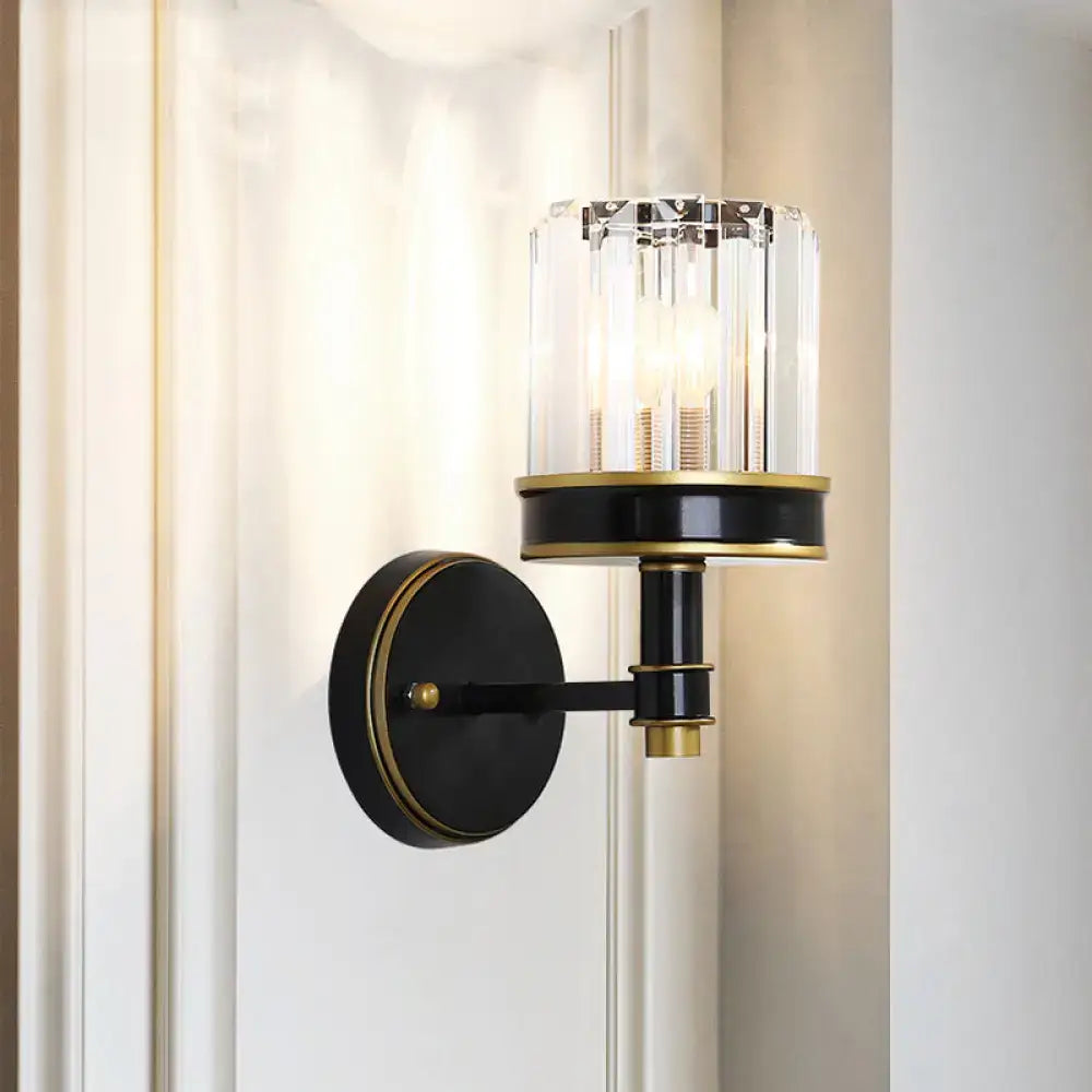 Black Crystal Wall Sconce Compact Narrow