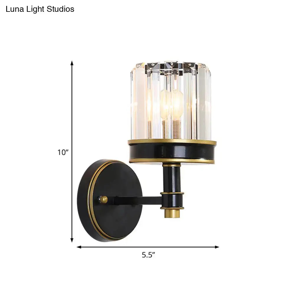 Black Crystal Wall Sconce Compact Narrow