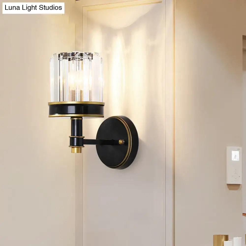 Black Crystal Wall Sconce Compact Narrow