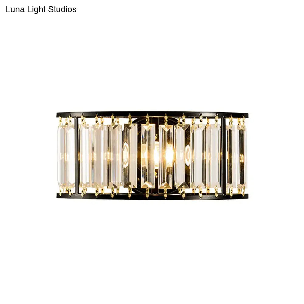 Gold Crystal Half-Cylinder Sconce Black Gold