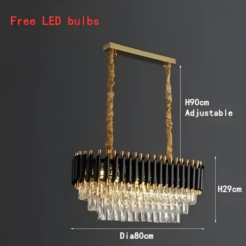 Gold Crystal Adjustable Height Dining Room Pendant Chandelier