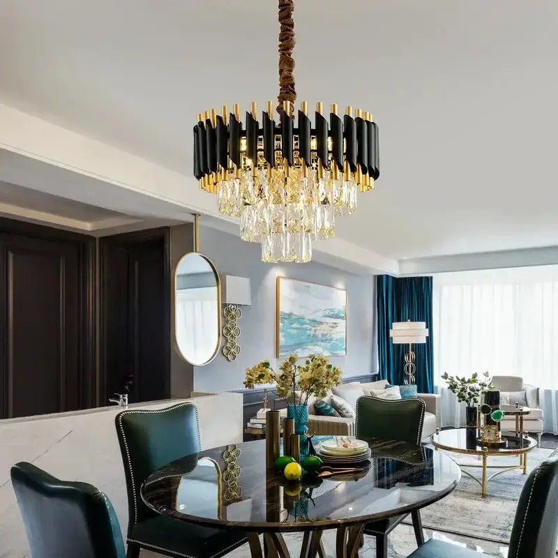 Black Crystal 100cm Pendant Chandelier