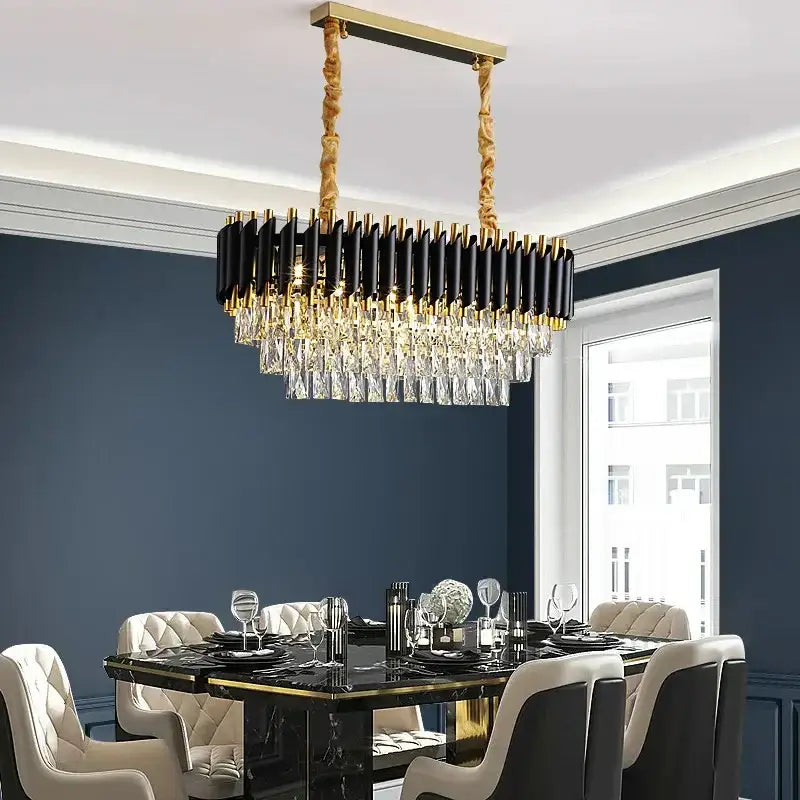 Black Crystal 100cm Pendant Chandelier