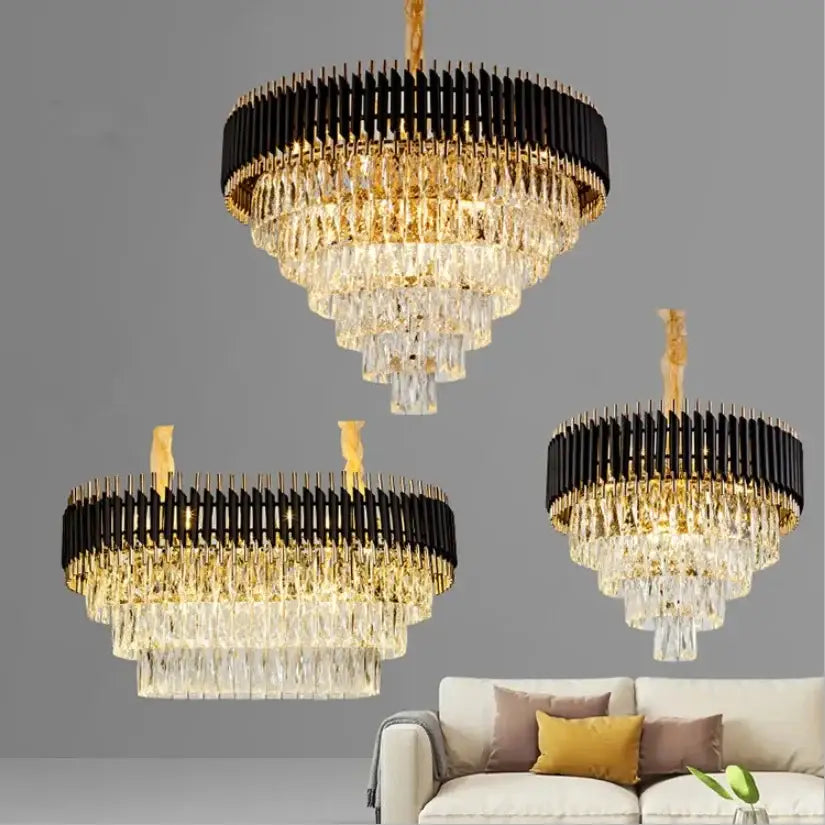 Black Crystal 100cm Pendant Chandelier