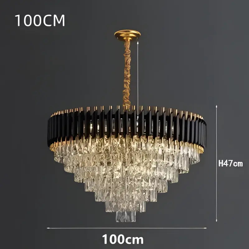 Black Crystal 100cm Pendant Chandelier