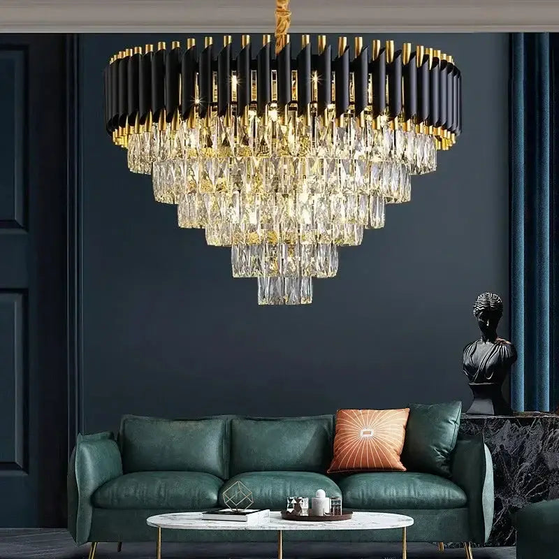 Black Crystal 100cm Pendant Chandelier