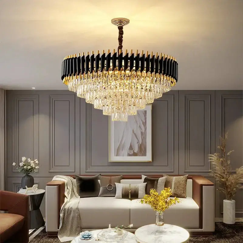 Black Crystal 100cm Pendant Chandelier