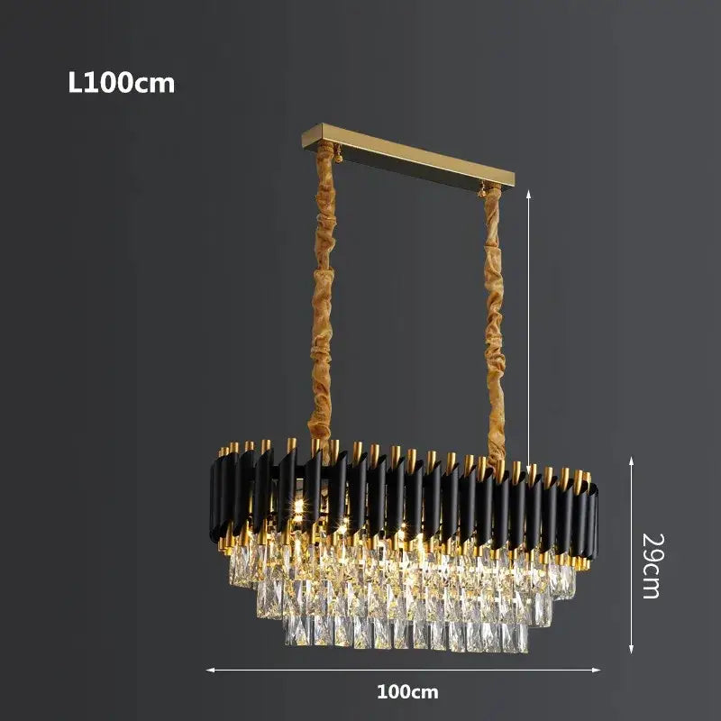 Black Crystal 100cm Pendant Chandelier